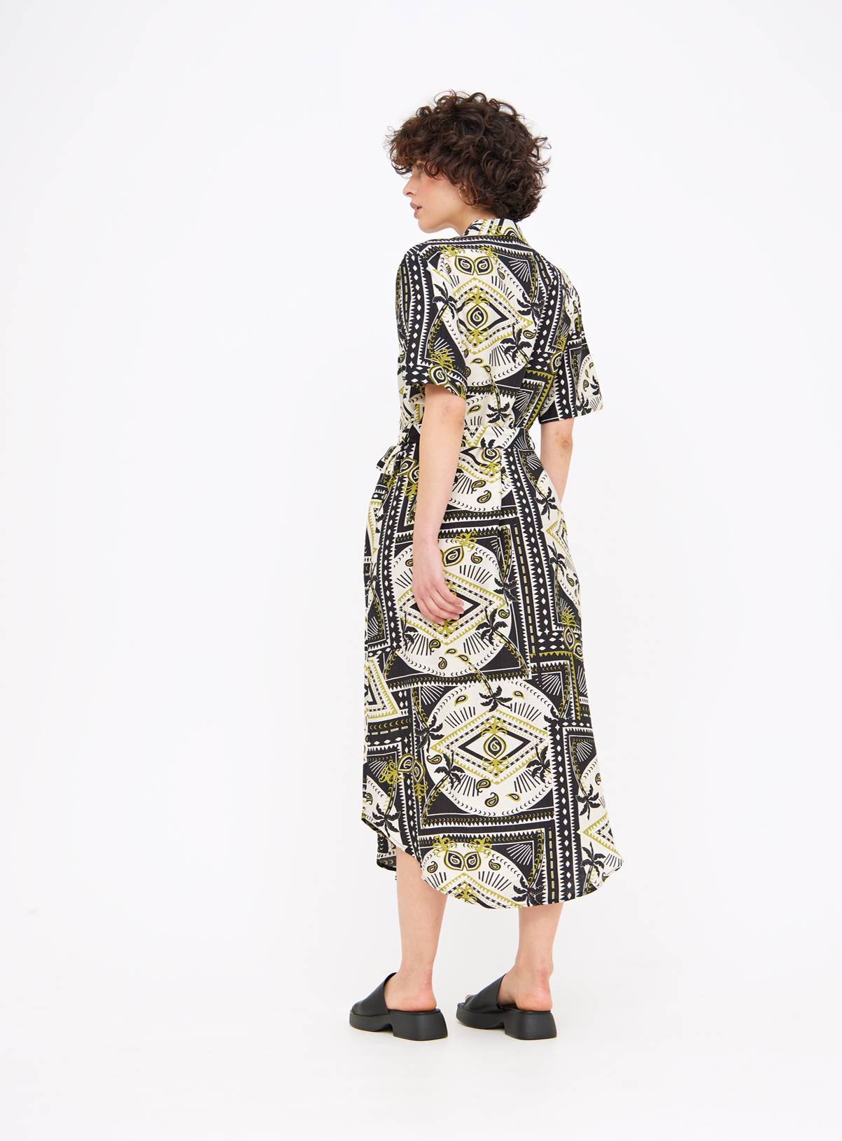 Resort Palm Print Midaxi Shirt Dress 16L - Image 4